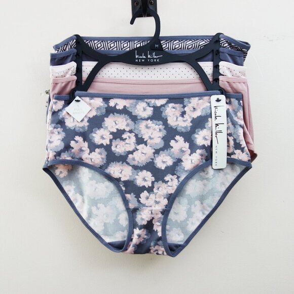 Nicole Miller 5-Pack Full Brief Panties Floral, Polka dots Grey Pink NWT! - Picture 1 of 8